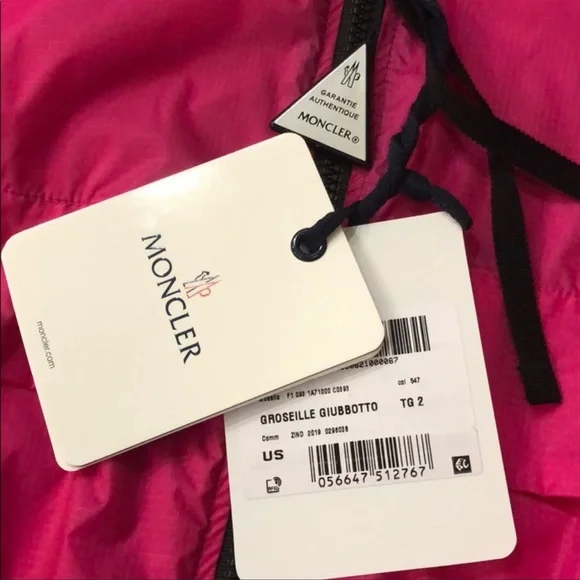 Moncler hot pink Groseille light weight jacket spring zip hooded sz 2 Medium M - Picture 7 of 11